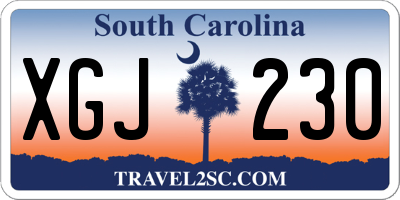 SC license plate XGJ230