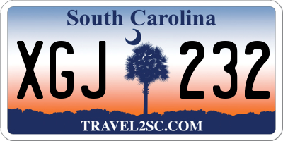 SC license plate XGJ232