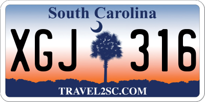 SC license plate XGJ316