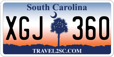 SC license plate XGJ360