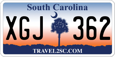 SC license plate XGJ362