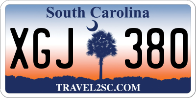 SC license plate XGJ380