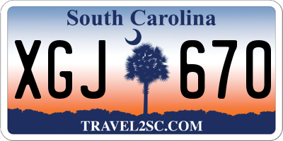 SC license plate XGJ670