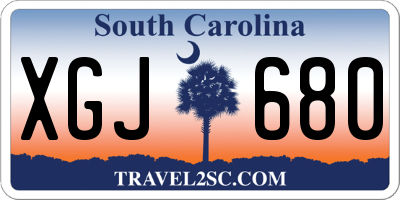 SC license plate XGJ680