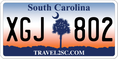 SC license plate XGJ802