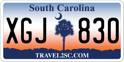 SC license plate XGJ830