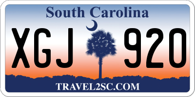 SC license plate XGJ920