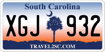 SC license plate XGJ932