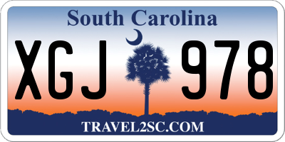 SC license plate XGJ978