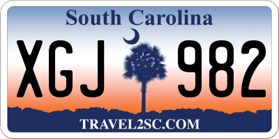 SC license plate XGJ982