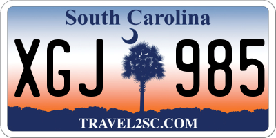 SC license plate XGJ985