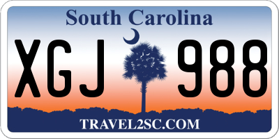 SC license plate XGJ988