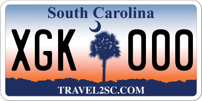 SC license plate XGK000