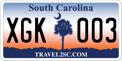 SC license plate XGK003