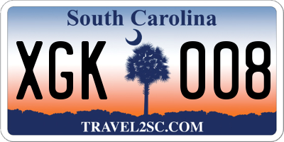 SC license plate XGK008
