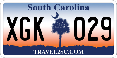 SC license plate XGK029