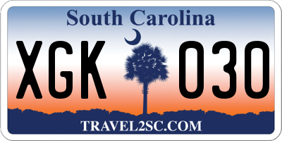 SC license plate XGK030