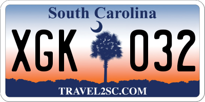 SC license plate XGK032