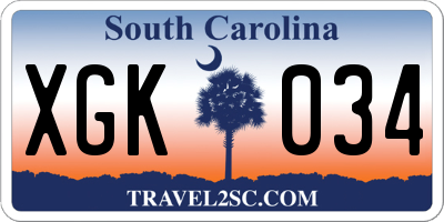 SC license plate XGK034