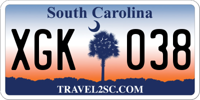 SC license plate XGK038