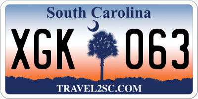 SC license plate XGK063