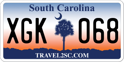 SC license plate XGK068