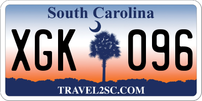SC license plate XGK096