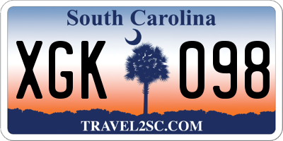 SC license plate XGK098