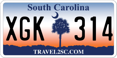 SC license plate XGK314