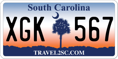 SC license plate XGK567