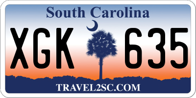 SC license plate XGK635