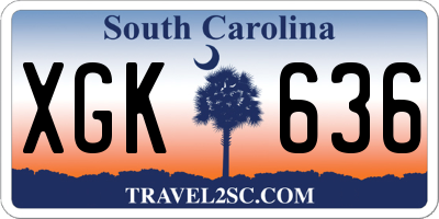SC license plate XGK636