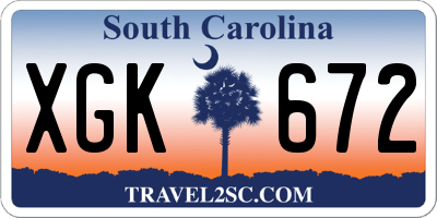 SC license plate XGK672