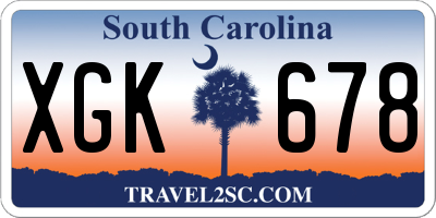 SC license plate XGK678