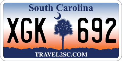 SC license plate XGK692