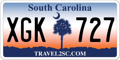 SC license plate XGK727