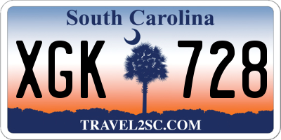 SC license plate XGK728