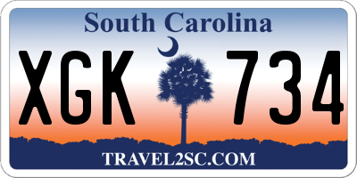 SC license plate XGK734