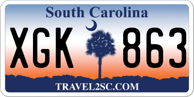 SC license plate XGK863