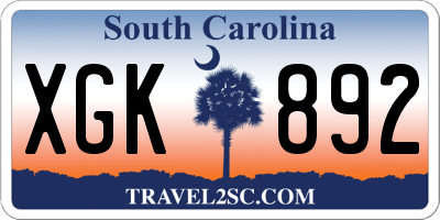 SC license plate XGK892