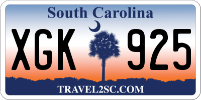 SC license plate XGK925