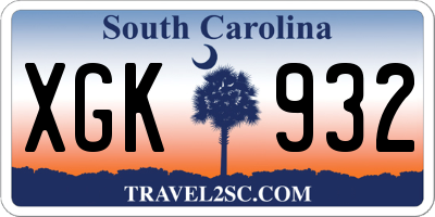 SC license plate XGK932
