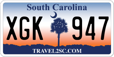 SC license plate XGK947