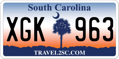 SC license plate XGK963