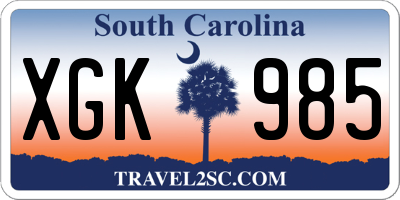 SC license plate XGK985