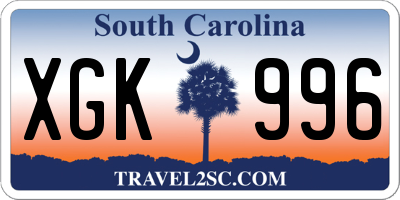 SC license plate XGK996