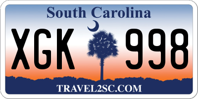 SC license plate XGK998