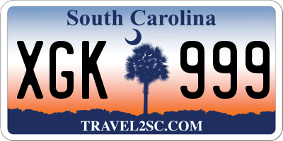 SC license plate XGK999