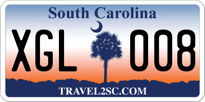 SC license plate XGL008