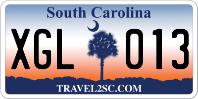 SC license plate XGL013
